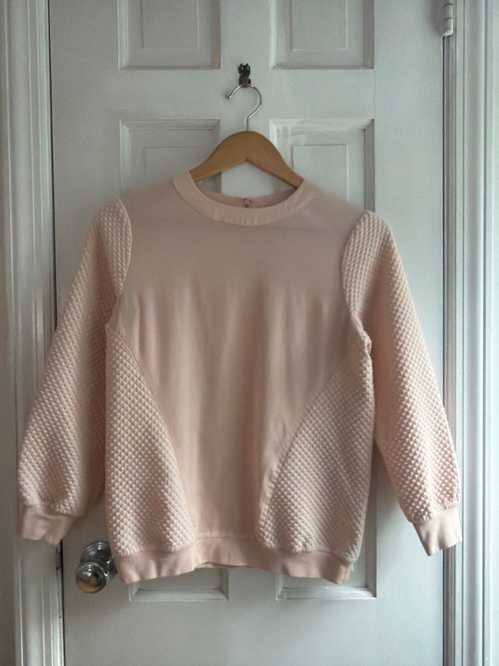 Ted Baker London Light Pink Quilted Back Zip Sweatshirt Top Size 0